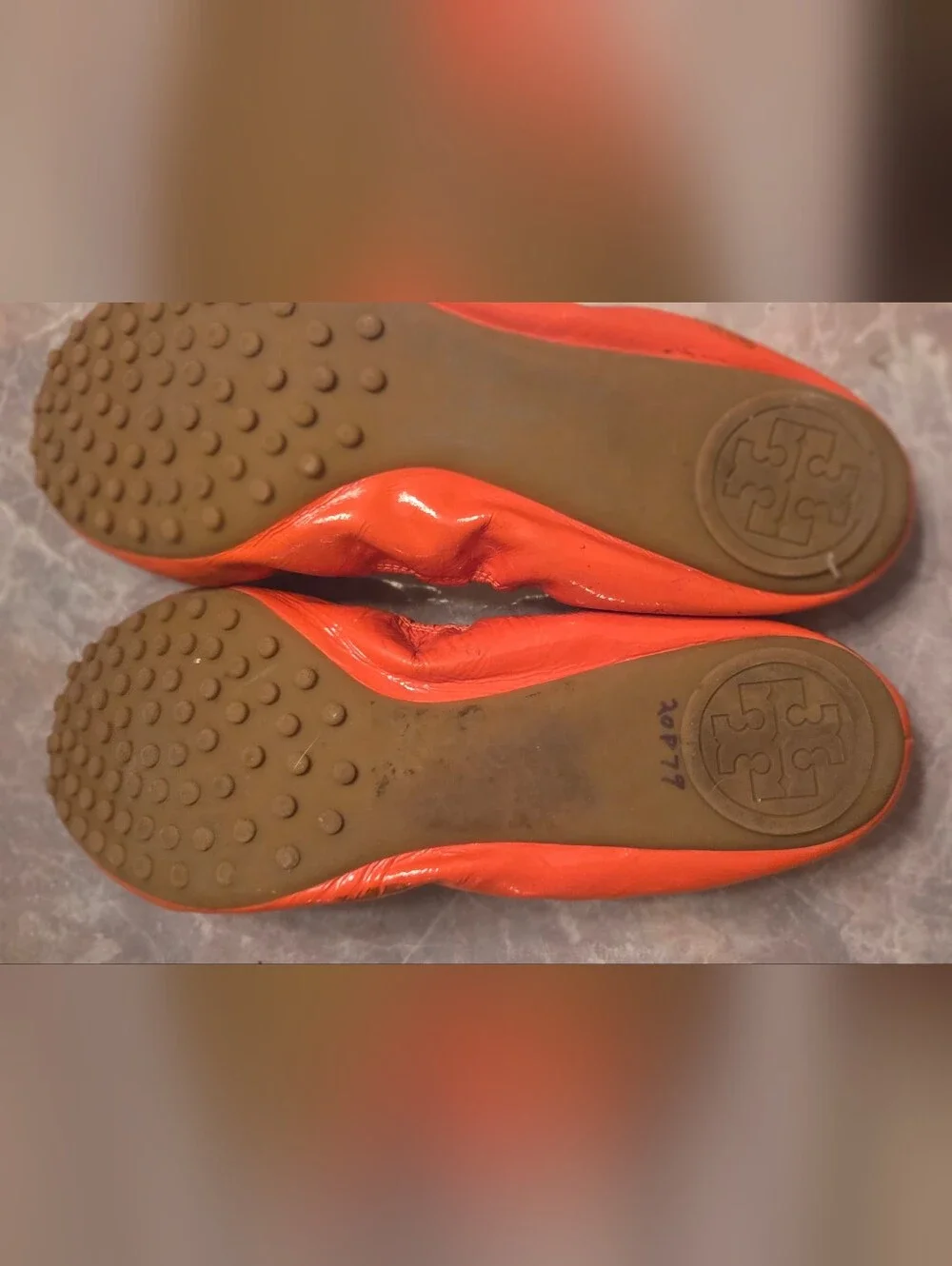Tory Burch Orange Leather Rope-Tie Ballet Flats
